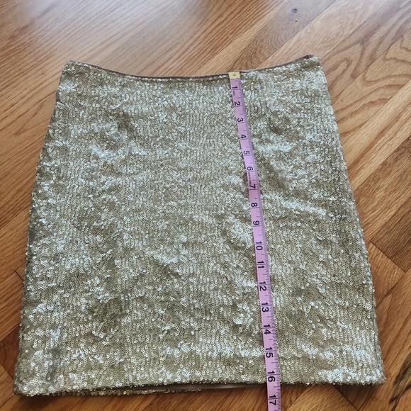 Cache Gold Sparkly Sequin Short Mini Party Skirt Size 4 - Picture 5 of 6